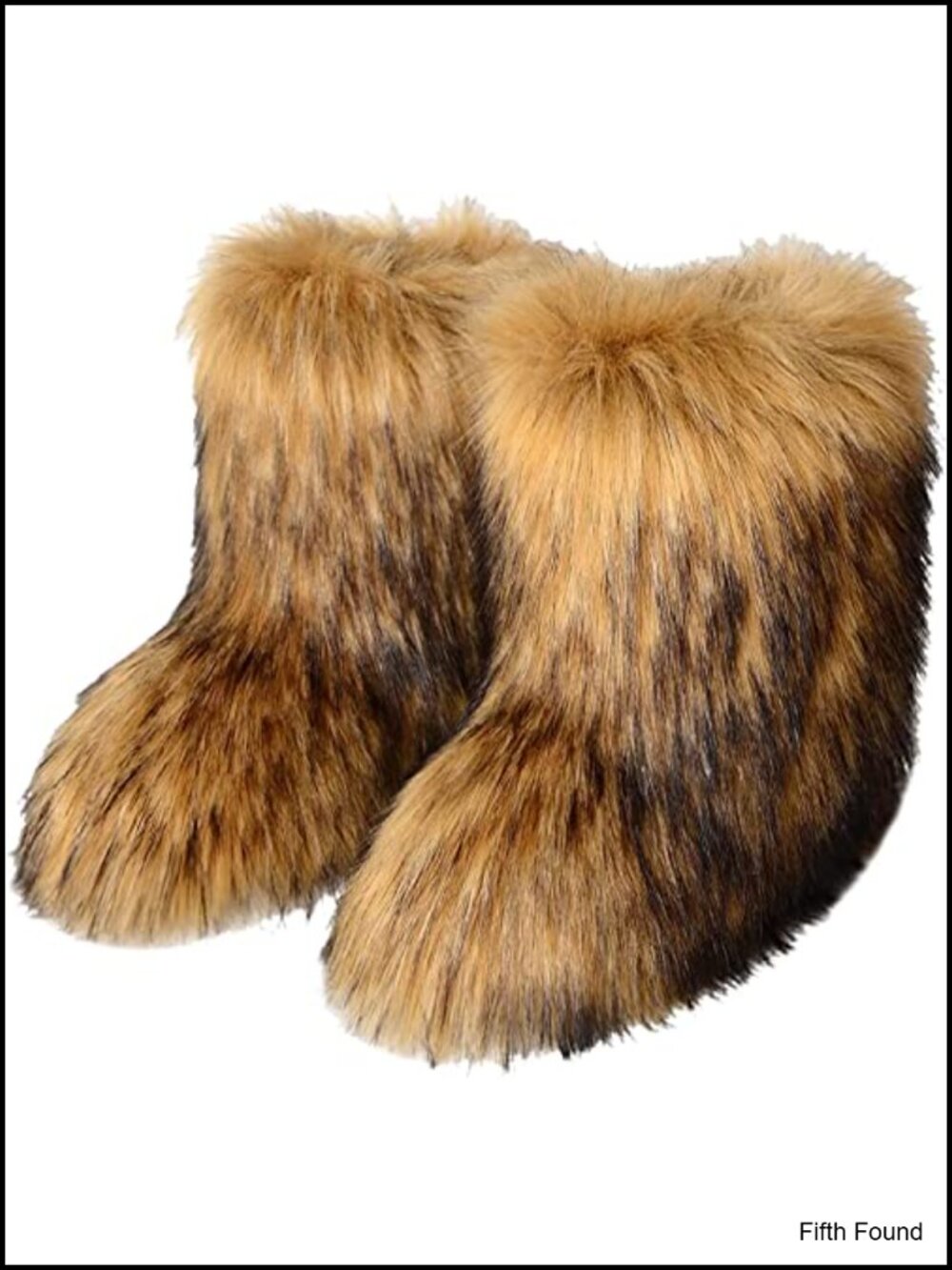 Faux Fur Mid-Calf Snow Boots Round Toe Slip On Winter Booties